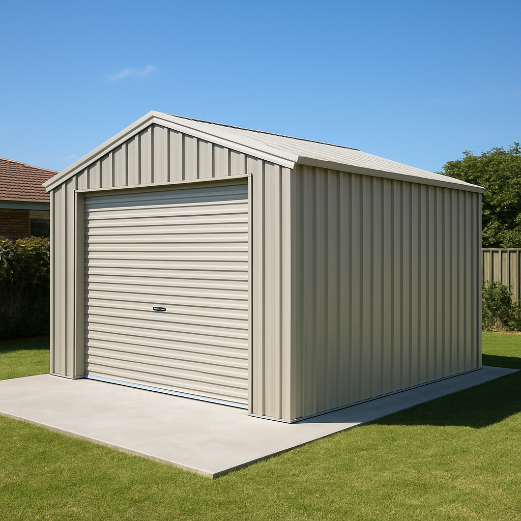 New steel garden shed installed on Australian suburban property
